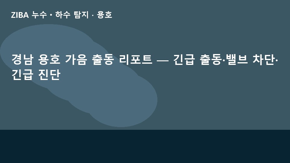 경남 용호 가음 출동 리포트 — 긴급 출동·밸브 차단·긴급 진단